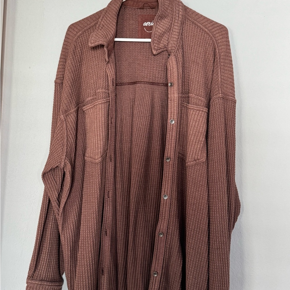 Aerie Brown Button-Up